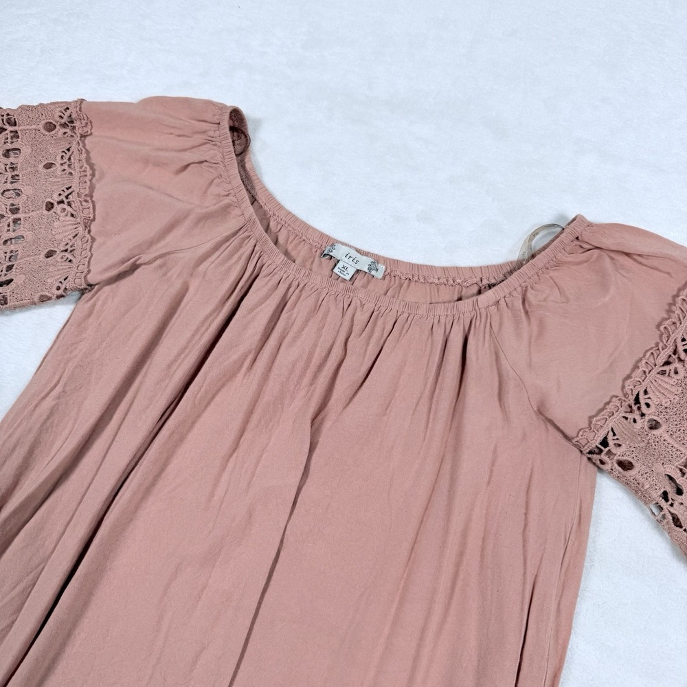 Iris Womens Cottagecore‎ Crochet Trim Top XL Embroidered Feminine Boho Peasant